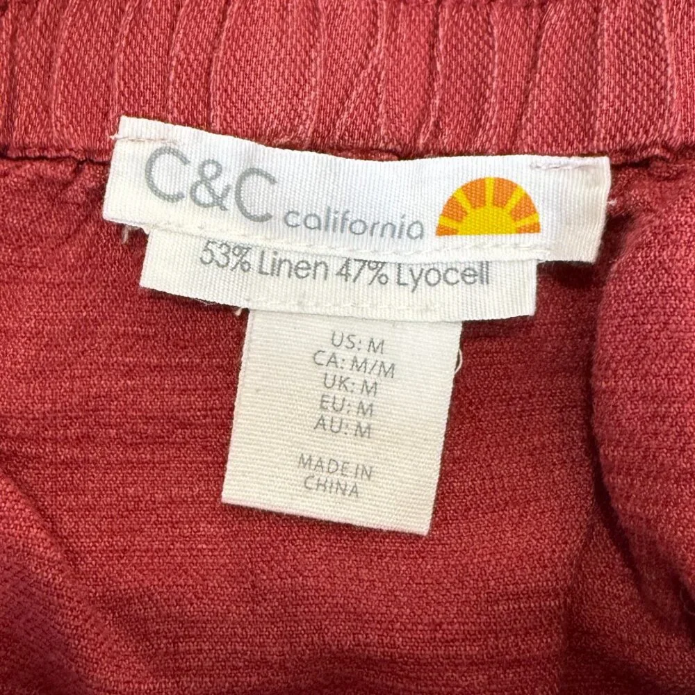 C&C California Button Front Linen Mini Skirt